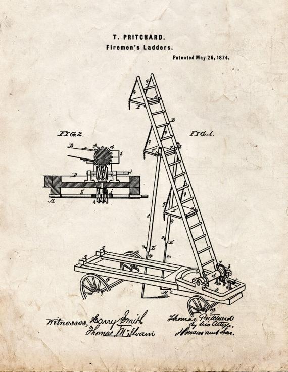 Firemen's Ladders Patent Print
