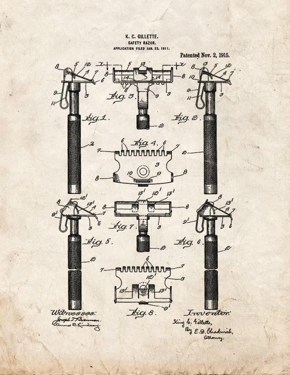 Safety Razor Patent Print