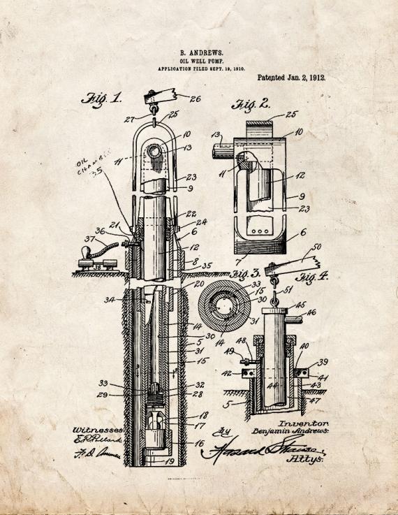 Oil Well Pump Patent Print