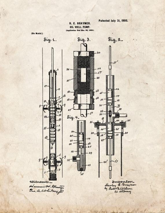 Oil Well Pump Patent Print