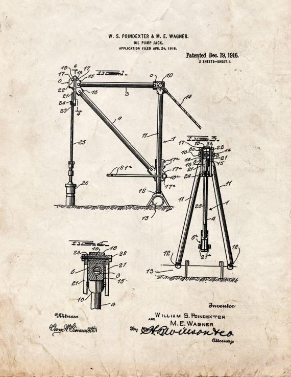 Oil Pump Jack Patent Print