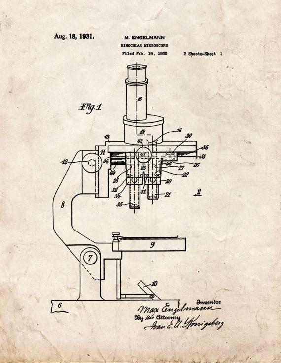Binocular Microscope Patent Print
