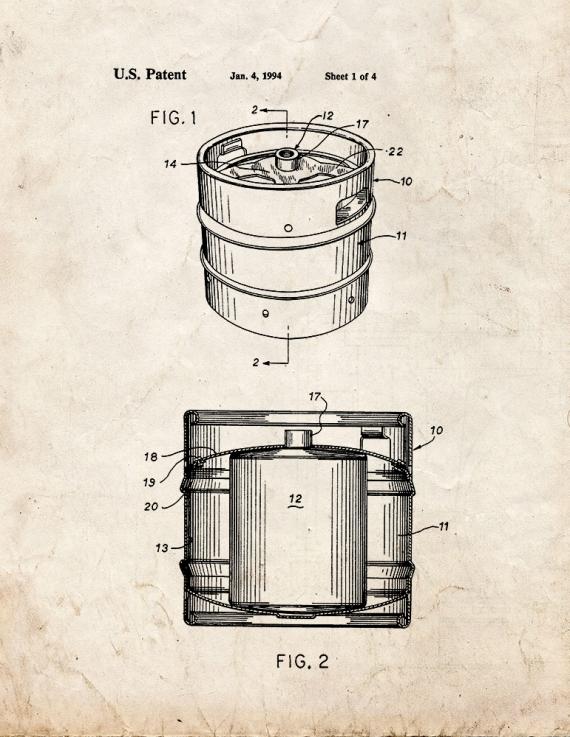 Beer Keg Patent Print