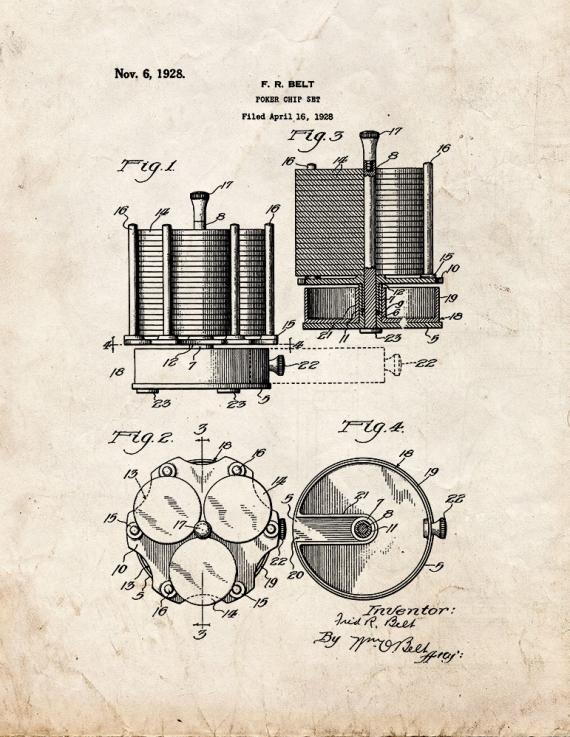 Poker Chip Set Patent Print