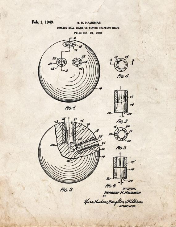 Bowling Ball Patent Print