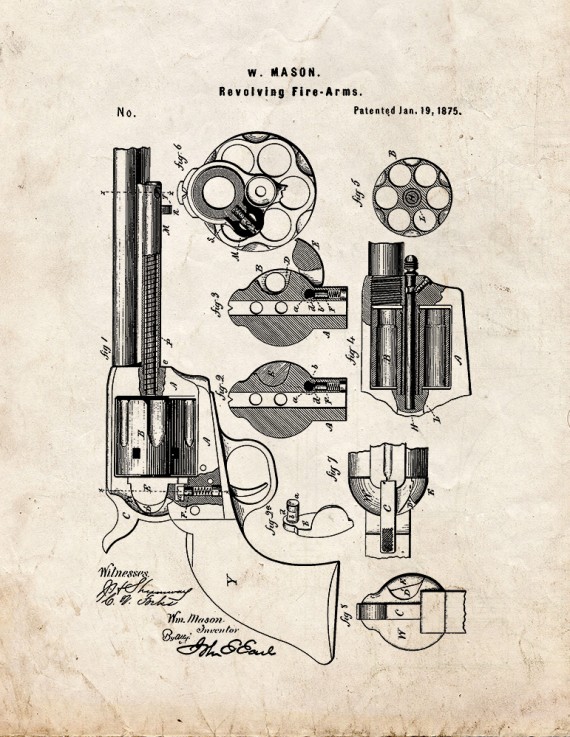 Mason Revolving firearm Patent Print