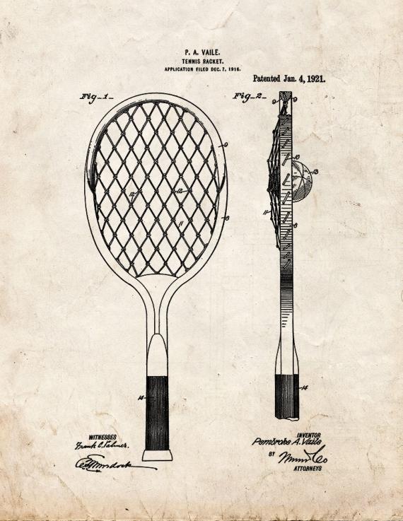 Tennis Racket Patent Print