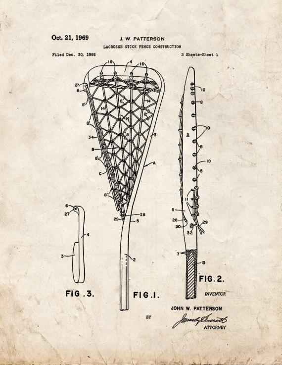 Lacrosse Stick Patent Print