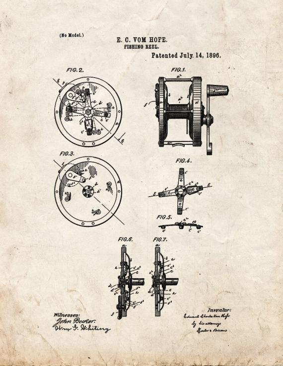 Fishing Reel Patent Print