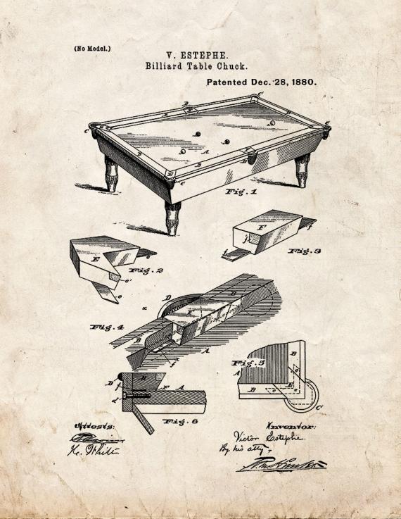 Billiard Table Patent Print