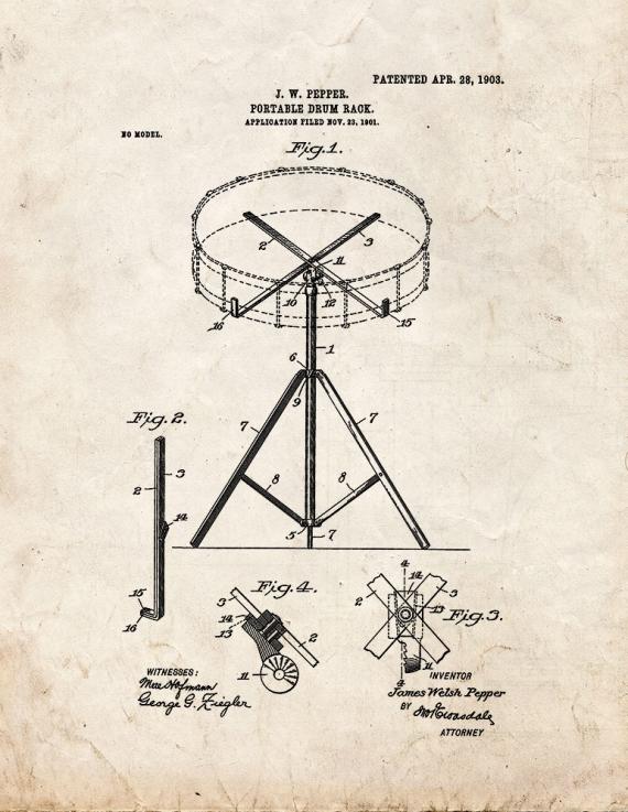 Portable Drum-rack Patent Print