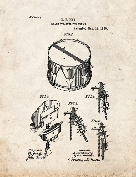 Snare Drum Patent Print