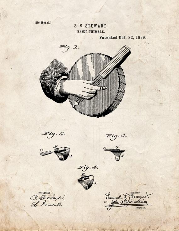 Banjo Thimble Patent Print