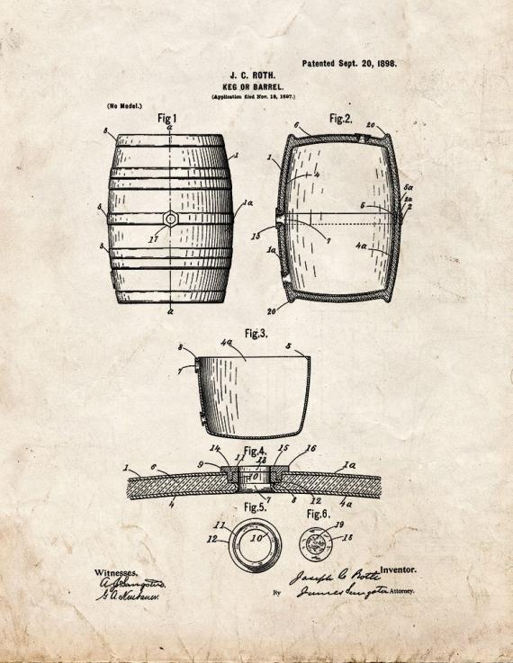 Beer Keg Patent Print