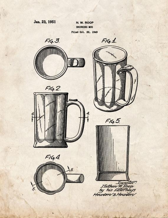 Beer Mug Patent Print