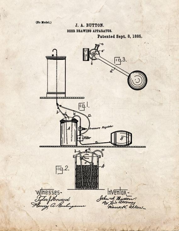 Beer Drawing Apparatus Patent Print