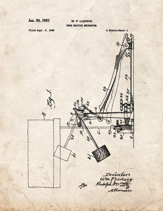 Drum Beating Mechanism Patent Print