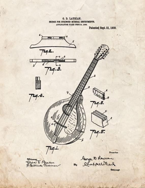 Mandolin Patent Print