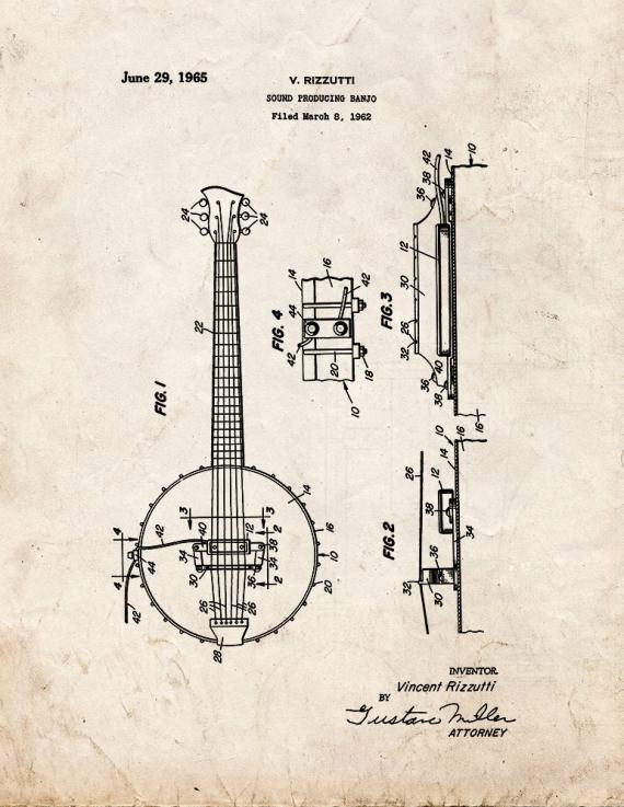 Banjo Patent Print