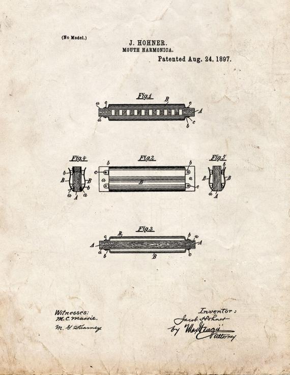 Harmonica Patent Print