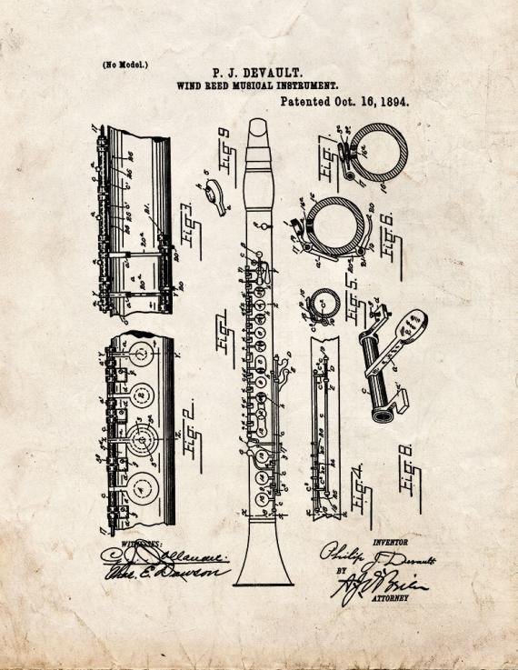 Clarinet Patent Print