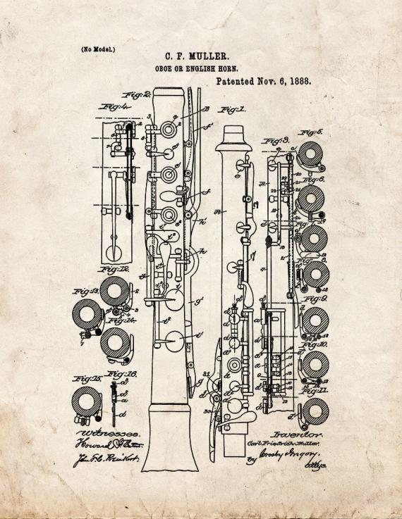 Oboe Patent Print