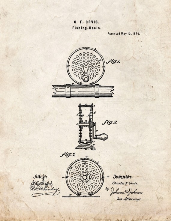 Fishing Reel Patent Print