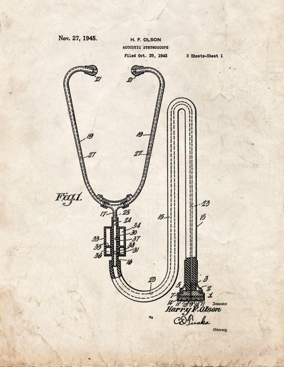 Stethoscope Patent Print