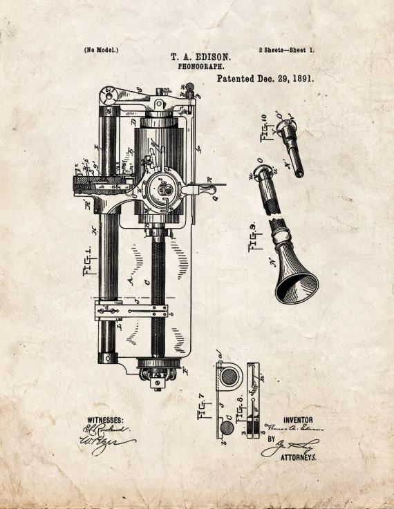 Phonograph Patent Print