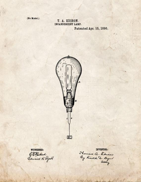 Light Bulb Patent Print
