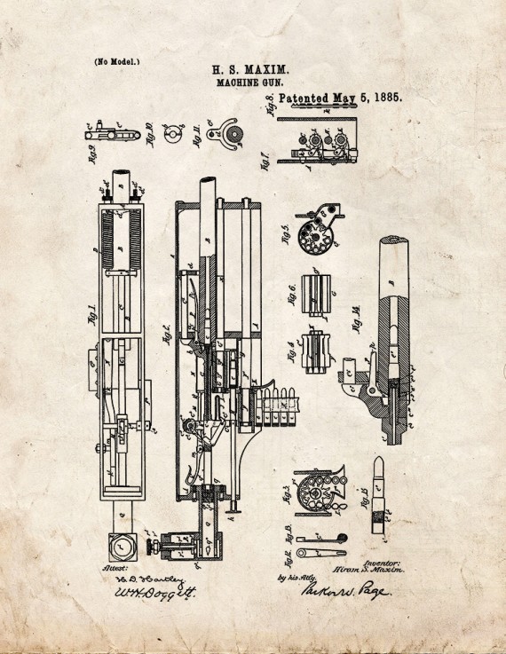 Machine Gun Patent Print