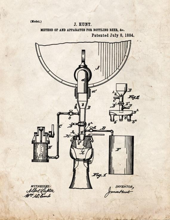 Apparatus for Bottling Beer Patent Print
