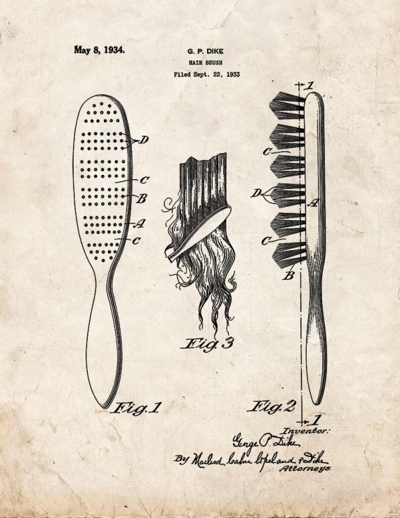 Hair Brush Patent Print
