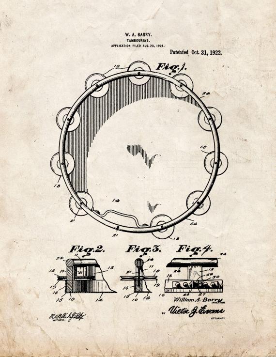 Tambourine Patent Print