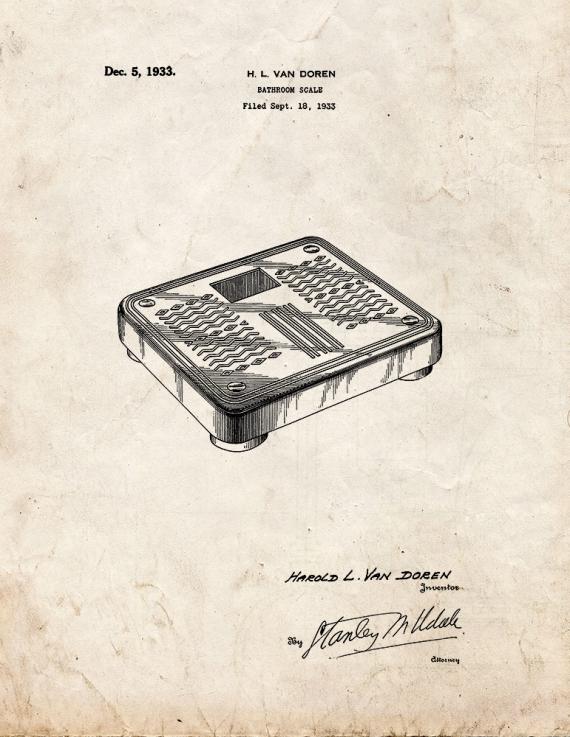 Bathroom Scale Patent Print