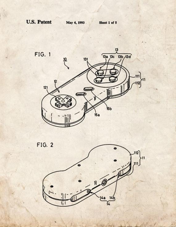 Nintendo Game Controller Patent Print