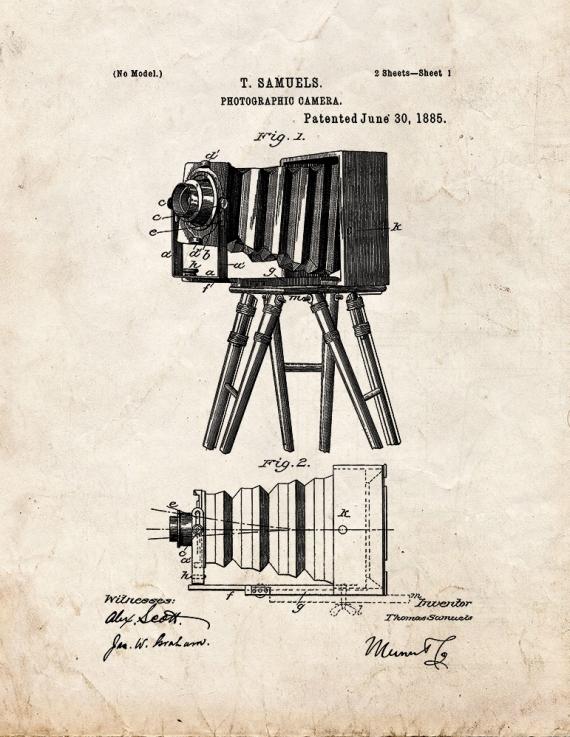 Photographic Camera Patent Print