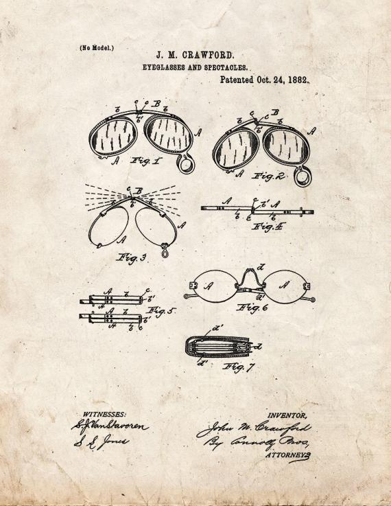 Eyeglasses And Spectacles Patent Print