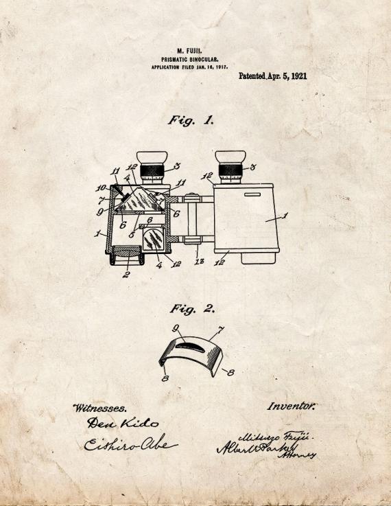 Binoculars Patent Print