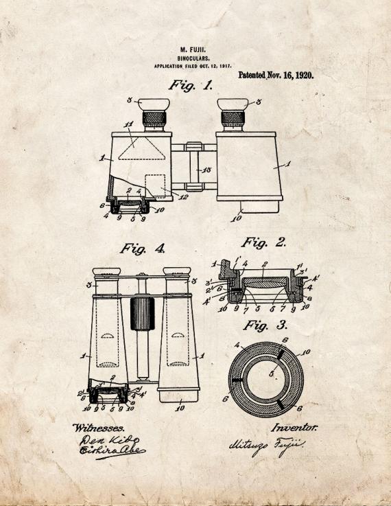 Binoculars Patent Print