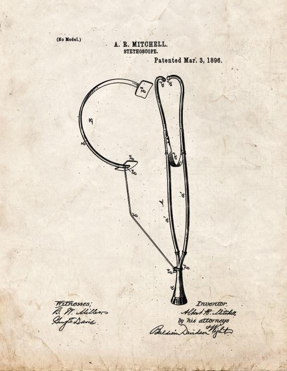 Stethoscope Patent Print