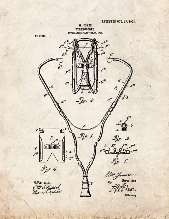 Stethoscope Patent Print