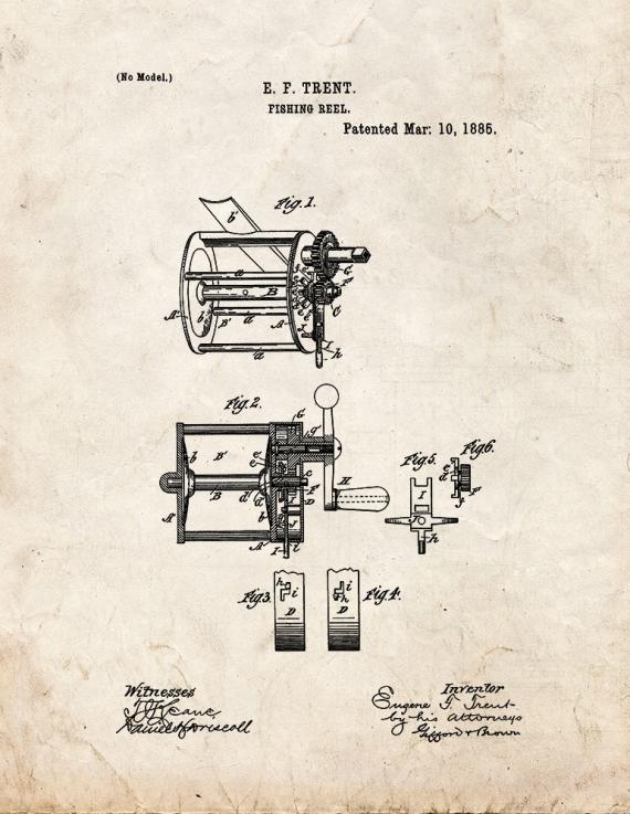 Fishing Reel Patent Print