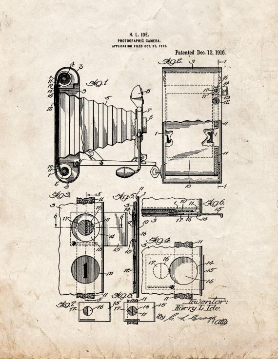 Photographic Camera Patent Print