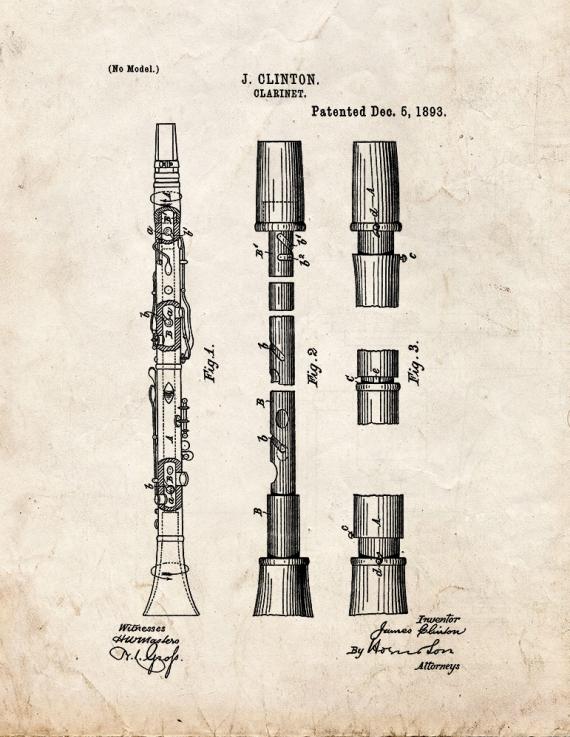 Clarinet Patent Print