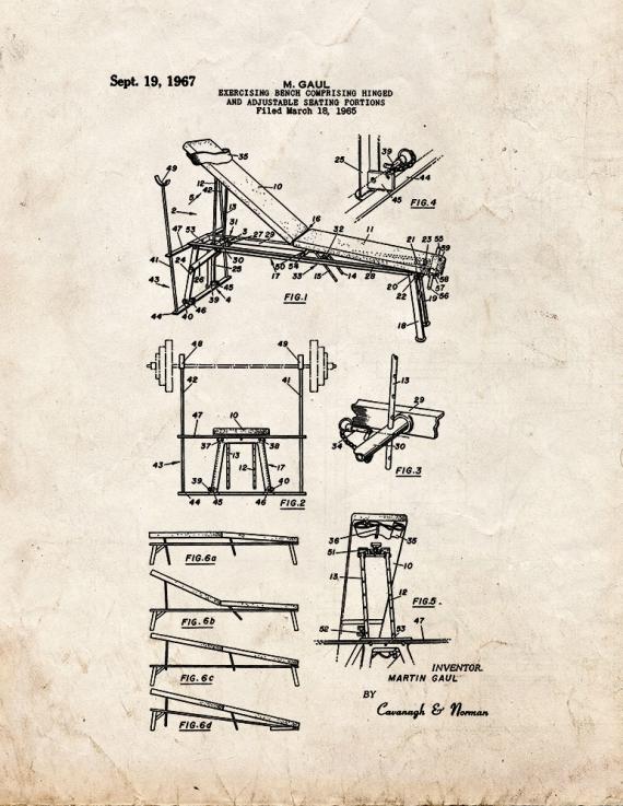 Exercising Bench Patent Print
