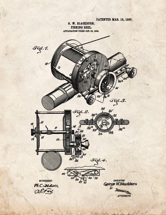 Fishing Reel Patent Print