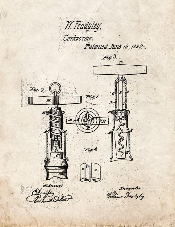 Corkscrew Patent Print