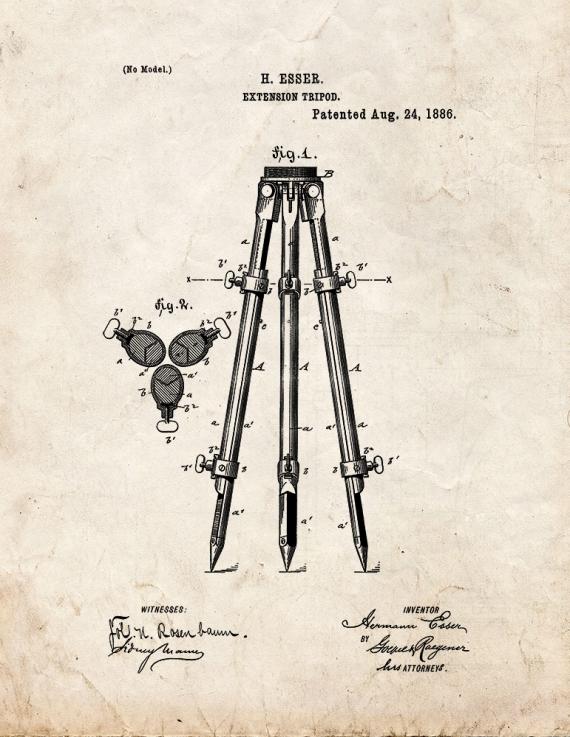 Camera Tripod Patent Print