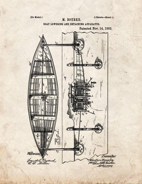 Boat Lowering And Detaching Apparatus Patent Print